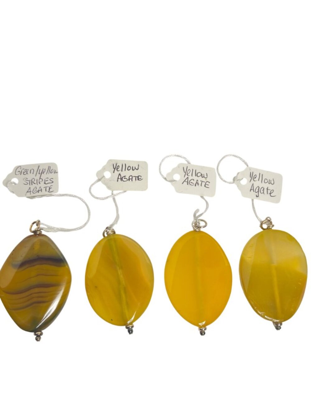 Lot Of 4 Yellow And Yellow/Green Agate Pendants (2024) - Picture 4 of 5